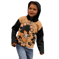 Orange Hawaii Kid Hoodie Tapa Cloth Mix Tropical Flowers Pastel Vibes - Wonder Print Shop