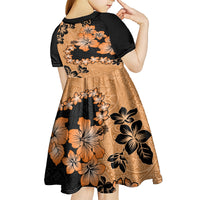 Orange Hawaii Kid Short Sleeve Dress Tapa Cloth Mix Tropical Flowers Pastel Vibes - Wonder Print Shop