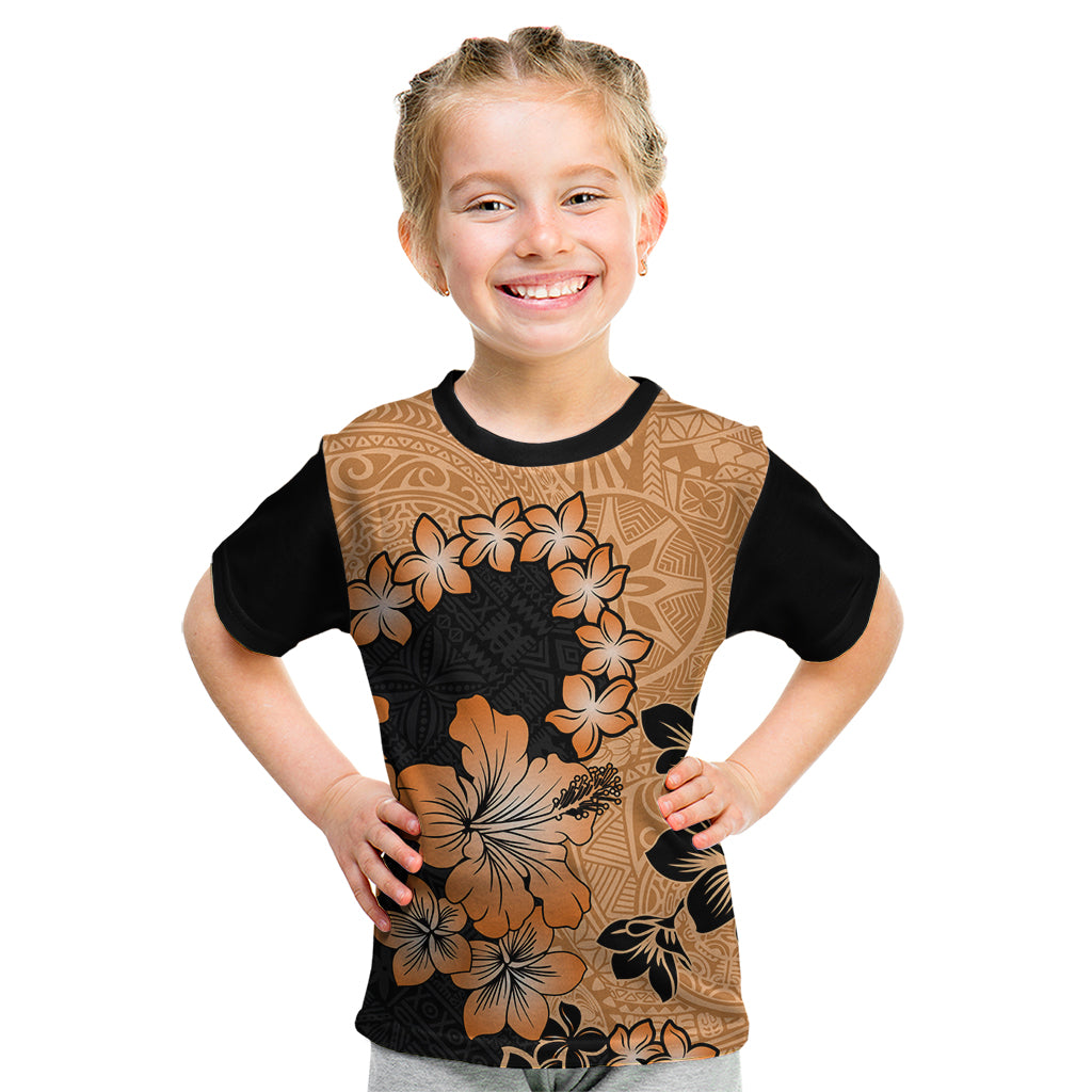 Orange Hawaii Kid T Shirt Tapa Cloth Mix Tropical Flowers Pastel Vibes - Wonder Print Shop