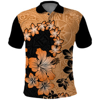 Orange Hawaii Polo Shirt Tapa Cloth Mix Tropical Flowers Pastel Vibes - Wonder Print Shop