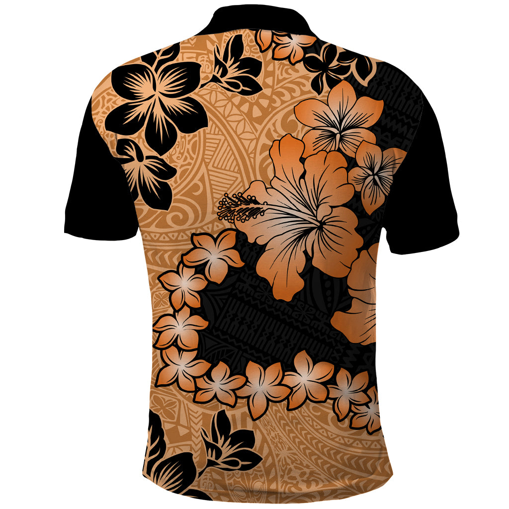 Orange Hawaii Polo Shirt Tapa Cloth Mix Tropical Flowers Pastel Vibes - Wonder Print Shop