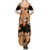 Orange Hawaii Summer Maxi Dress Tapa Cloth Mix Tropical Flowers Pastel Vibes - Wonder Print Shop