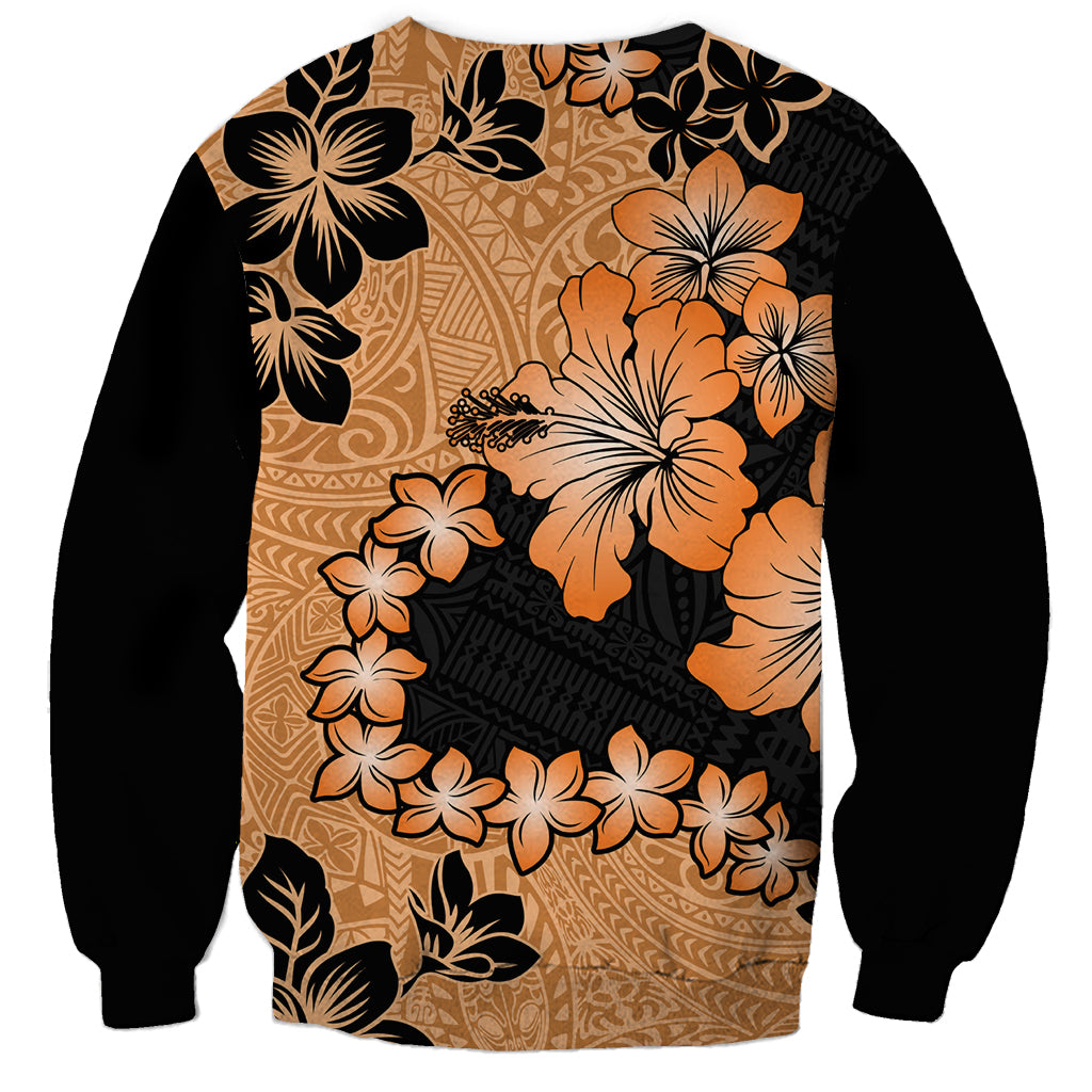 Orange Hawaii Sweatshirt Tapa Cloth Mix Tropical Flowers Pastel Vibes - Wonder Print Shop