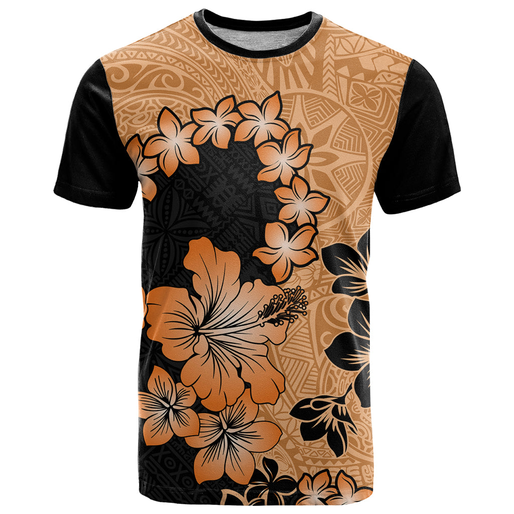 Orange Hawaii T Shirt Tapa Cloth Mix Tropical Flowers Pastel Vibes - Wonder Print Shop
