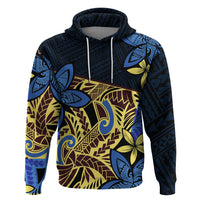 Polynesia Fabric Hoodie Polynesian Tribal With Frangipani Flowers - Wonder Print Shop