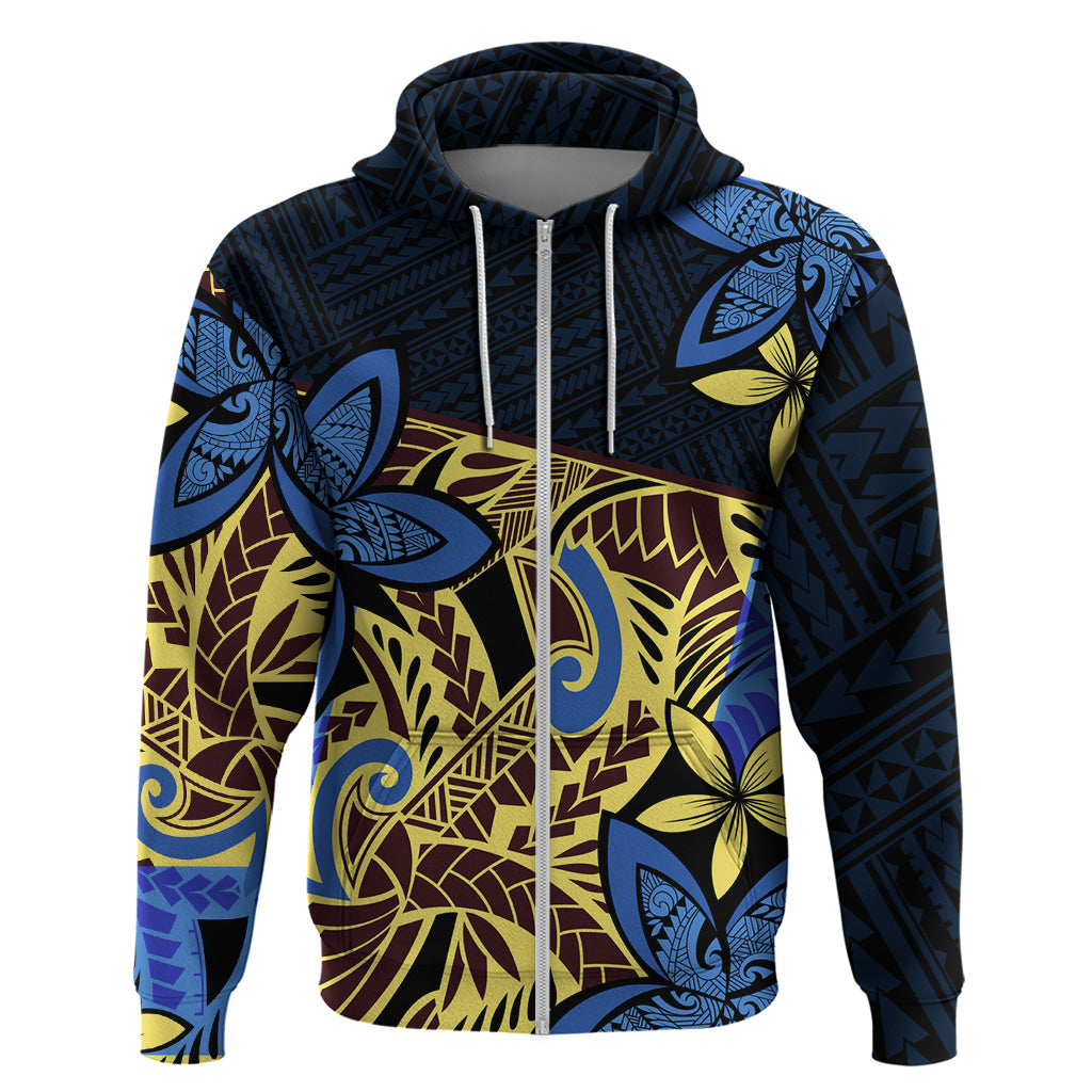 Polynesia Fabric Hoodie Polynesian Tribal With Frangipani Flowers - Wonder Print Shop