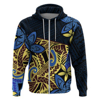 Polynesia Fabric Hoodie Polynesian Tribal With Frangipani Flowers - Wonder Print Shop