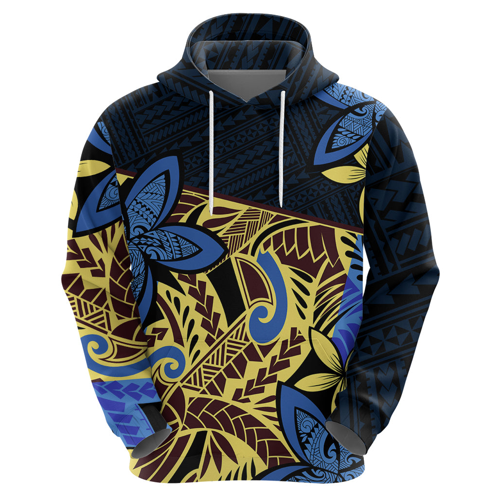 Polynesia Fabric Hoodie Polynesian Tribal With Frangipani Flowers - Wonder Print Shop
