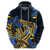 Polynesia Fabric Hoodie Polynesian Tribal With Frangipani Flowers - Wonder Print Shop