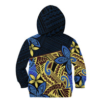 Polynesia Fabric Kid Hoodie Polynesian Tribal With Frangipani Flowers - Wonder Print Shop