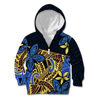 Polynesia Fabric Kid Hoodie Polynesian Tribal With Frangipani Flowers - Wonder Print Shop