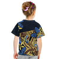 Polynesia Fabric Kid T Shirt Polynesian Tribal With Frangipani Flowers - Wonder Print Shop