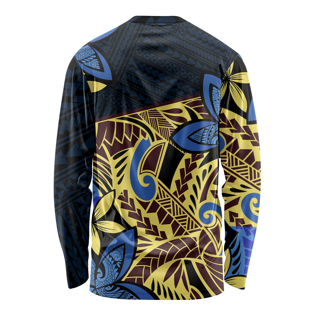 Polynesia Fabric Long Sleeve Shirt Polynesian Tribal With Frangipani Flowers - Wonder Print Shop