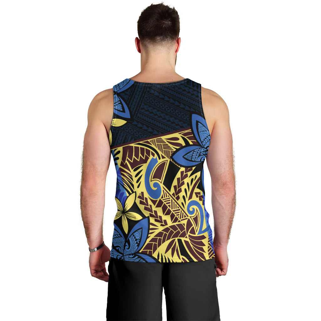 Polynesia Fabric Men Tank Top Polynesian Tribal With Frangipani Flowers - Wonder Print Shop