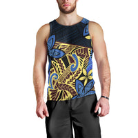 Polynesia Fabric Men Tank Top Polynesian Tribal With Frangipani Flowers - Wonder Print Shop