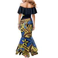 Polynesia Fabric Mermaid Dress Polynesian Tribal With Frangipani Flowers - Wonder Print Shop