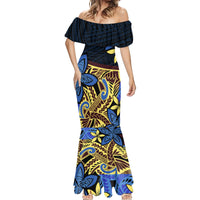 Polynesia Fabric Mermaid Dress Polynesian Tribal With Frangipani Flowers - Wonder Print Shop