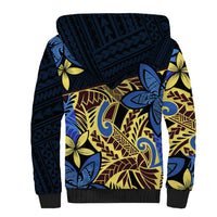 Polynesia Fabric Sherpa Hoodie Polynesian Tribal With Frangipani Flowers - Wonder Print Shop