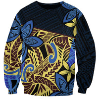Polynesia Fabric Sweatshirt Polynesian Tribal With Frangipani Flowers - Wonder Print Shop