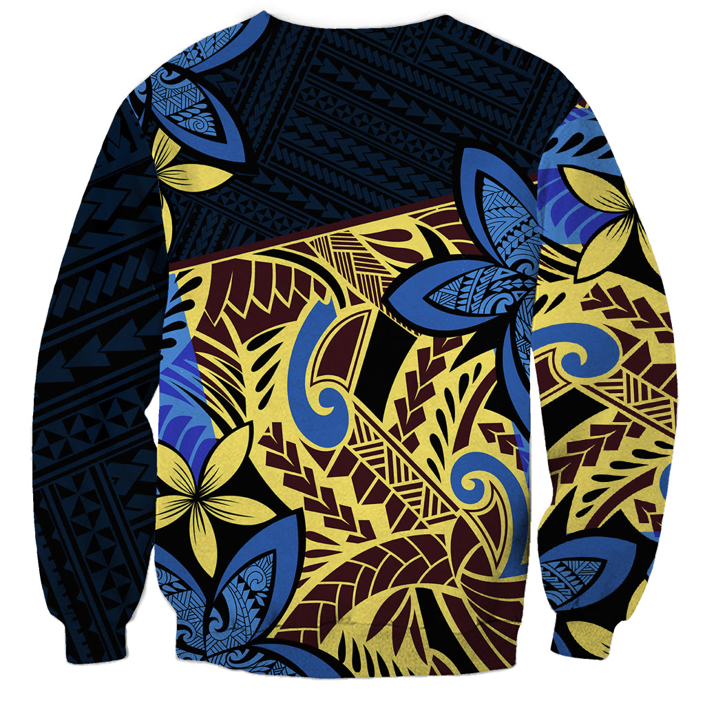 Polynesia Fabric Sweatshirt Polynesian Tribal With Frangipani Flowers - Wonder Print Shop