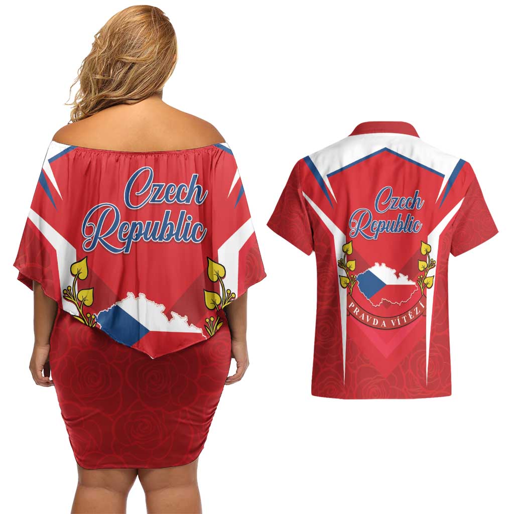 Czech Republic Restoration Day Couples Matching Off Shoulder Short Dress and Hawaiian Shirt Czechia Pravda Vitezi - Wonder Print Shop