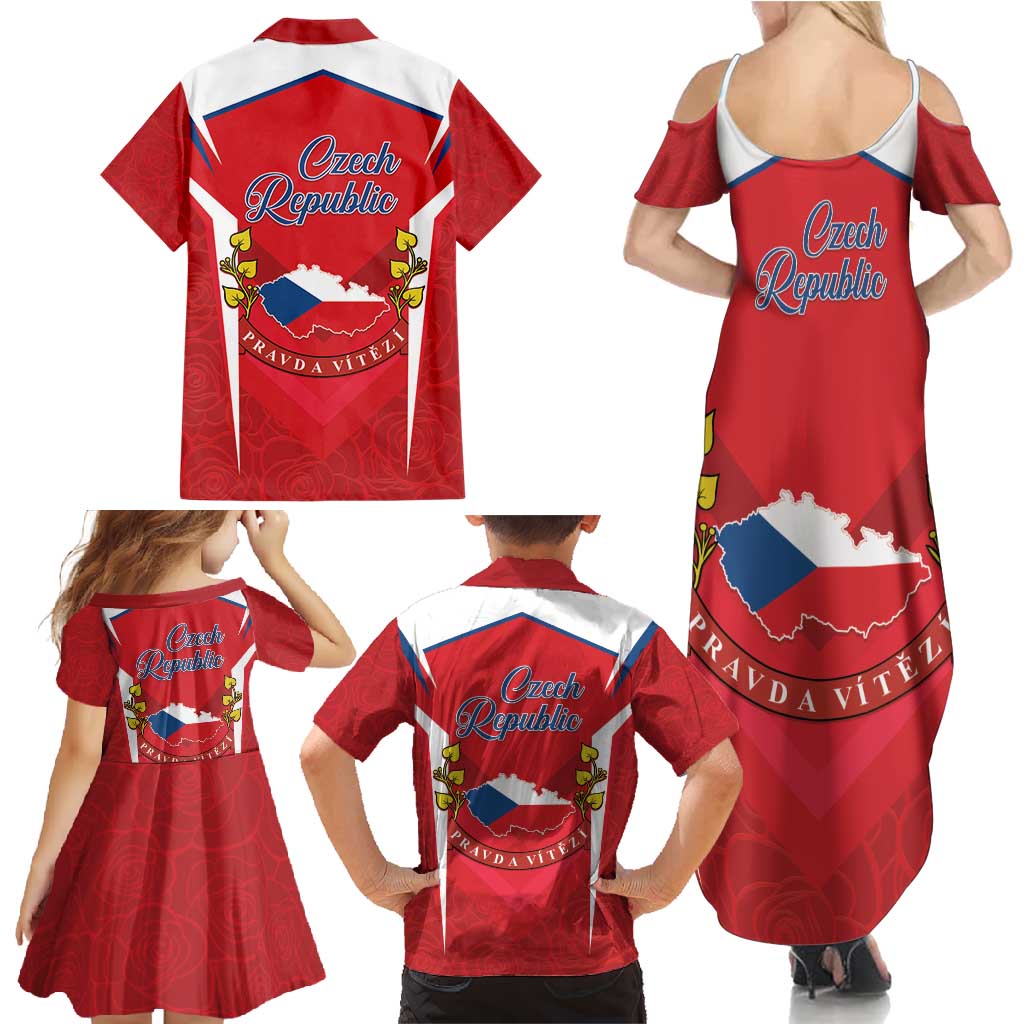 Czech Republic Restoration Day Family Matching Summer Maxi Dress and Hawaiian Shirt Czechia Pravda Vitezi - Wonder Print Shop