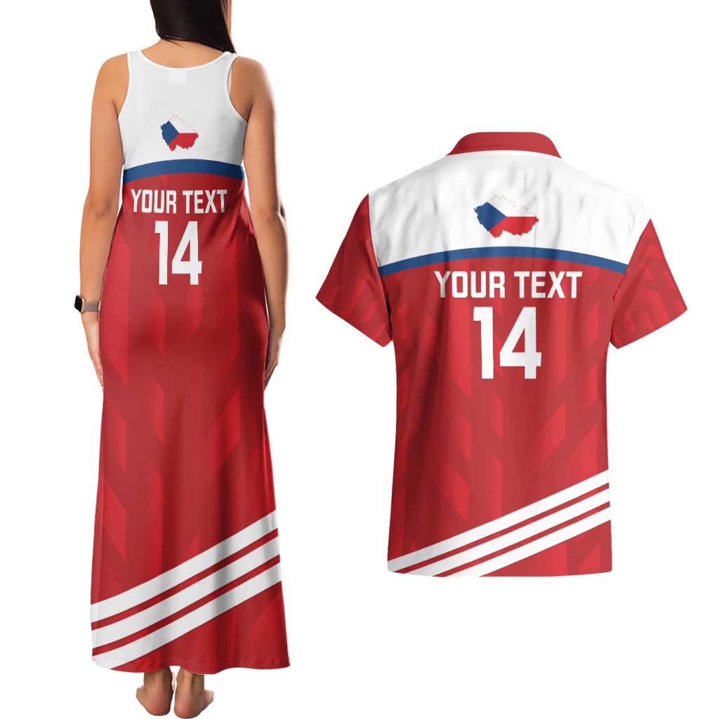 Custom Czech Republic Football Couples Matching Tank Maxi Dress and Hawaiian Shirt Go Czechia - Sporty Style - Wonder Print Shop