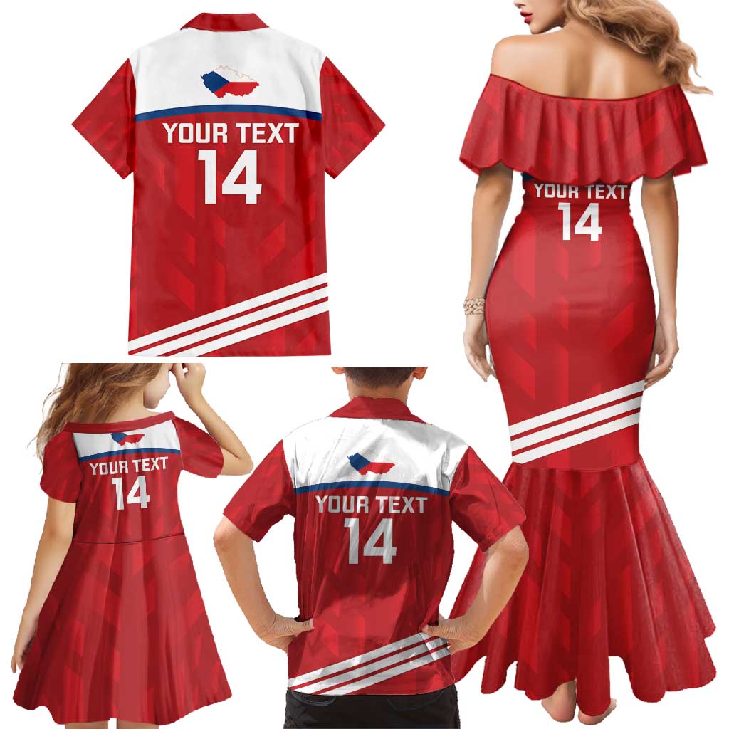 Custom Czech Republic Football Family Matching Mermaid Dress and Hawaiian Shirt Go Czechia - Sporty Style - Wonder Print Shop