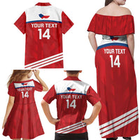 Custom Czech Republic Football Family Matching Off Shoulder Maxi Dress and Hawaiian Shirt Go Czechia - Sporty Style - Wonder Print Shop