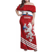 Custom Czech Republic Football Family Matching Off Shoulder Maxi Dress and Hawaiian Shirt Go Czechia - Sporty Style - Wonder Print Shop