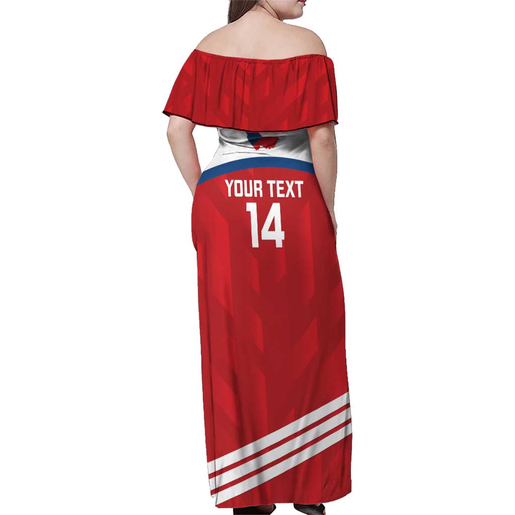 Custom Czech Republic Football Family Matching Off Shoulder Maxi Dress and Hawaiian Shirt Go Czechia - Sporty Style - Wonder Print Shop