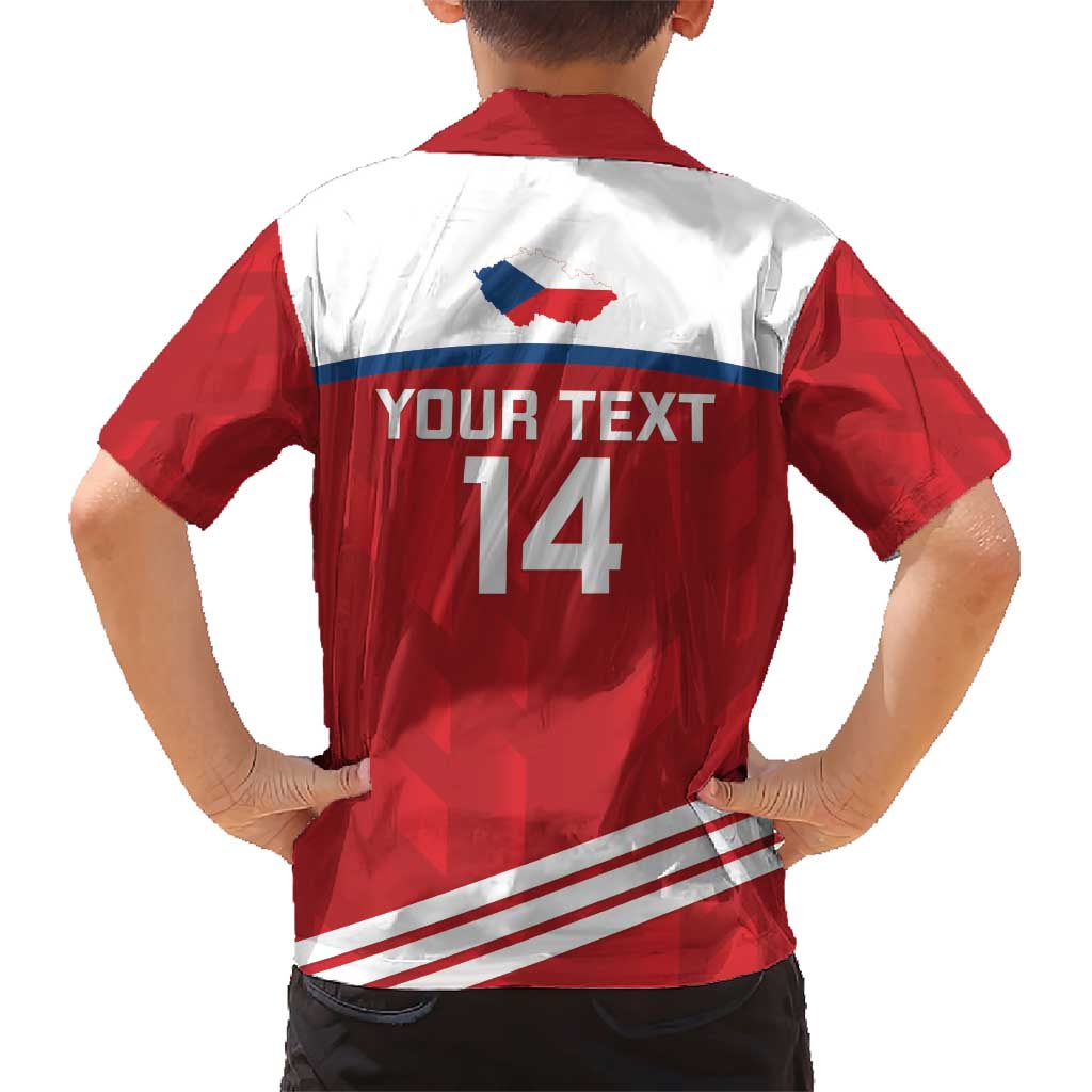 Custom Czech Republic Football Family Matching Short Sleeve Bodycon Dress and Hawaiian Shirt Go Czechia - Sporty Style - Wonder Print Shop