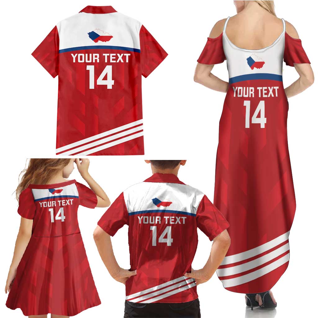 Custom Czech Republic Football Family Matching Summer Maxi Dress and Hawaiian Shirt Go Czechia - Sporty Style - Wonder Print Shop