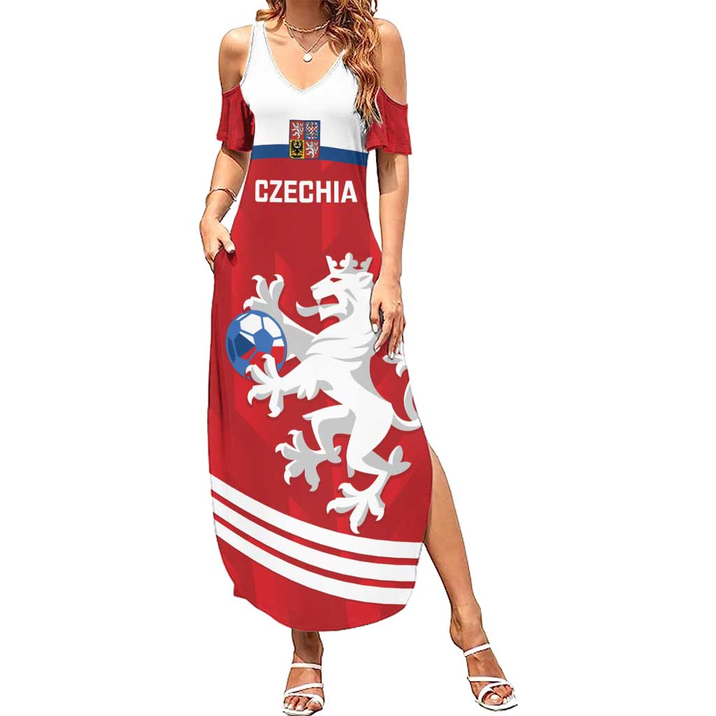 Custom Czech Republic Football Family Matching Summer Maxi Dress and Hawaiian Shirt Go Czechia - Sporty Style - Wonder Print Shop