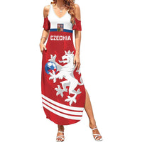 Custom Czech Republic Football Family Matching Summer Maxi Dress and Hawaiian Shirt Go Czechia - Sporty Style - Wonder Print Shop