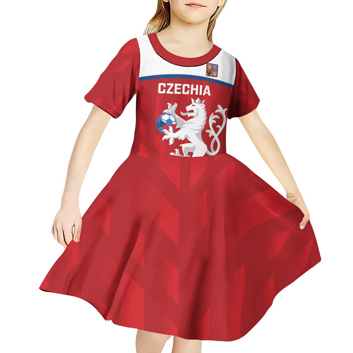 Custom Czech Republic Football Kid Short Sleeve Dress Go Czechia - Sporty Style - Wonder Print Shop