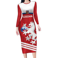 Custom Czech Republic Football Long Sleeve Bodycon Dress Go Czechia - Sporty Style - Wonder Print Shop