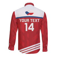 Custom Czech Republic Football Long Sleeve Button Shirt Go Czechia - Sporty Style - Wonder Print Shop