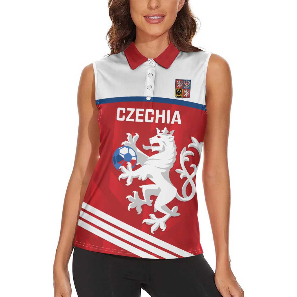 Custom Czech Republic Football Women Sleeveless Polo Shirt Go Czechia - Sporty Style - Wonder Print Shop
