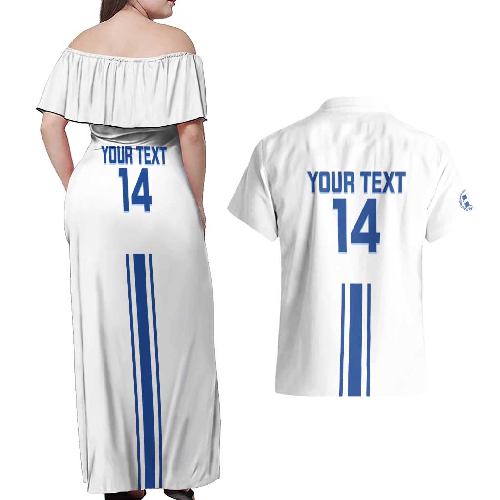 Custom Greece Football Couples Matching Off Shoulder Maxi Dress and Hawaiian Shirt Go Ethniki - Sporty Style - Wonder Print Shop