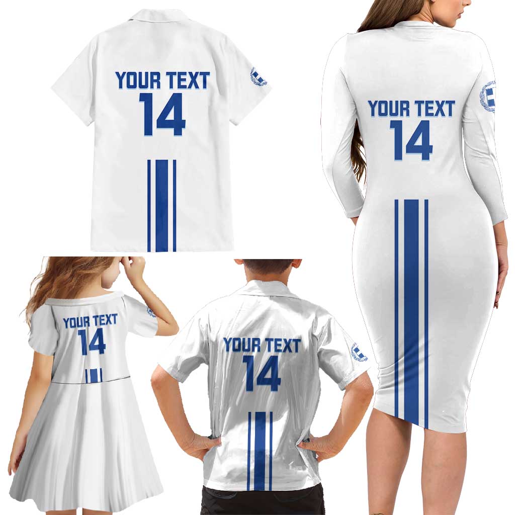 Custom Greece Football Family Matching Long Sleeve Bodycon Dress and Hawaiian Shirt Go Ethniki - Sporty Style - Wonder Print Shop