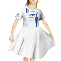 Custom Greece Football Kid Short Sleeve Dress Go Ethniki - Sporty Style - Wonder Print Shop