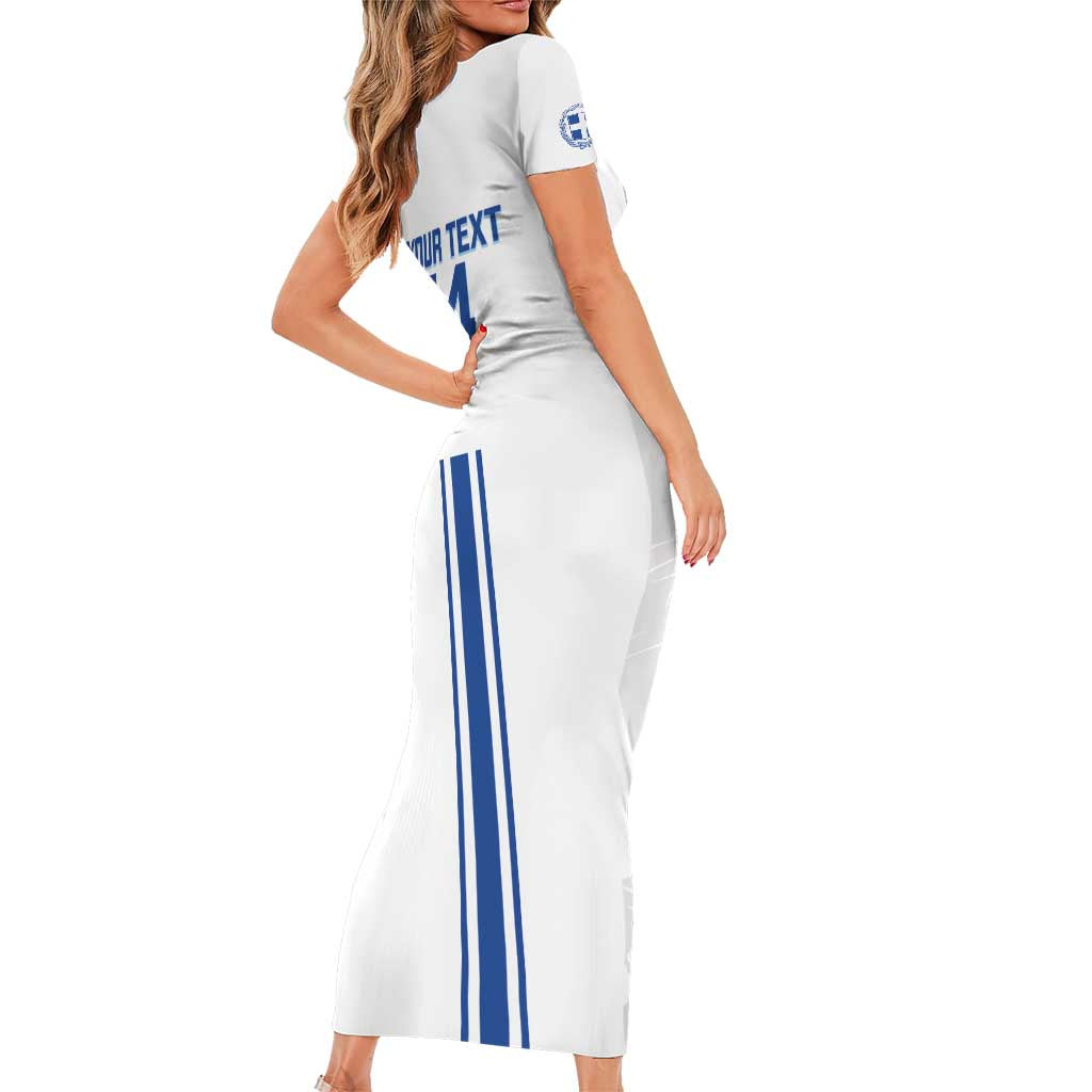 Custom Greece Football Short Sleeve Bodycon Dress Go Ethniki - Sporty Style - Wonder Print Shop