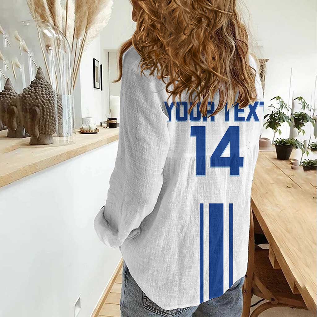 Custom Greece Football Women Casual Shirt Go Ethniki - Sporty Style - Wonder Print Shop