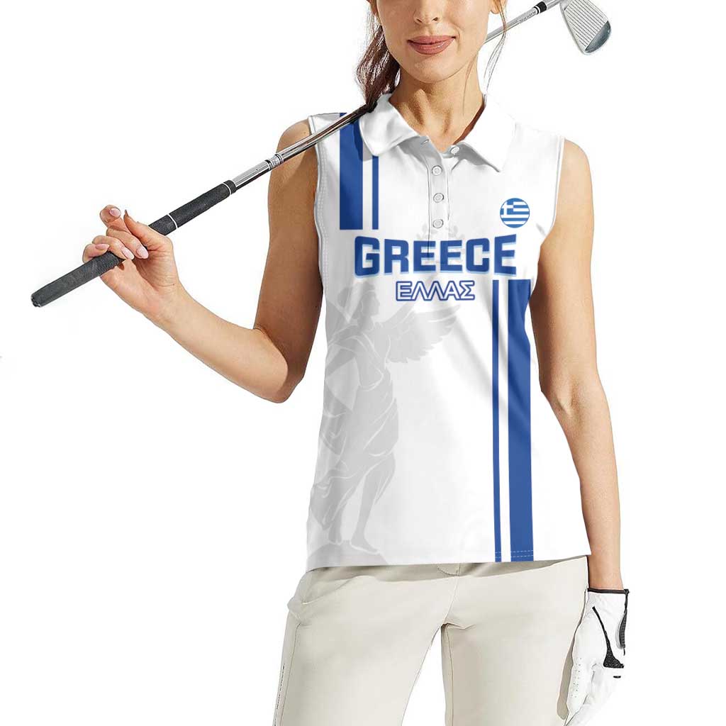 Custom Greece Football Women Sleeveless Polo Shirt Go Ethniki - Sporty Style - Wonder Print Shop