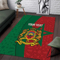 Personalised Morocco Area Rug Moroccan Green Star With Moorish Pattern - Wonder Print Shop