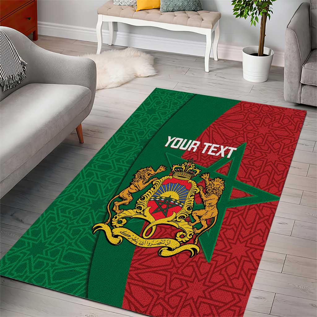 Personalised Morocco Area Rug Moroccan Green Star With Moorish Pattern - Wonder Print Shop