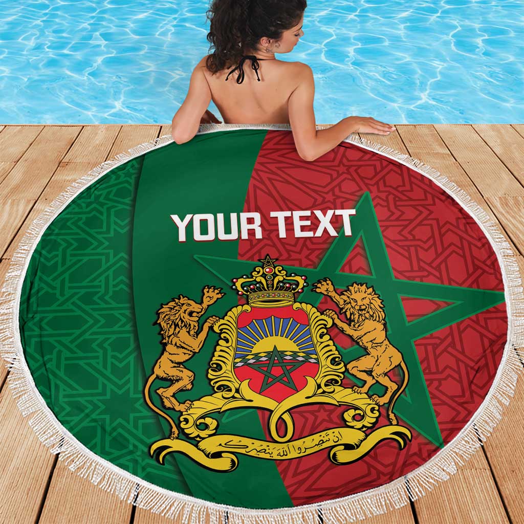Personalised Morocco Beach Blanket Moroccan Green Star With Moorish Pattern - Wonder Print Shop