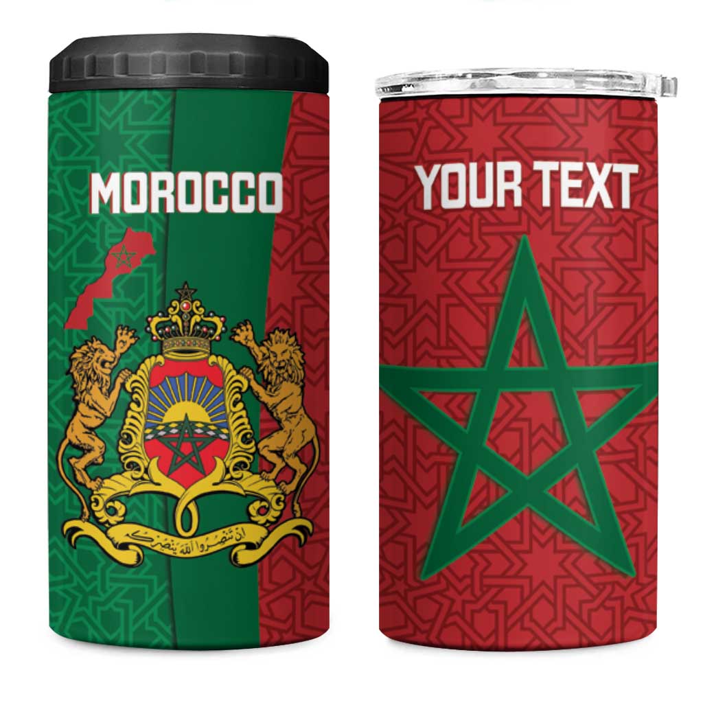 Personalised Morocco 4 in 1 Can Cooler Tumbler Moroccan Green Star With Moorish Pattern - Wonder Print Shop