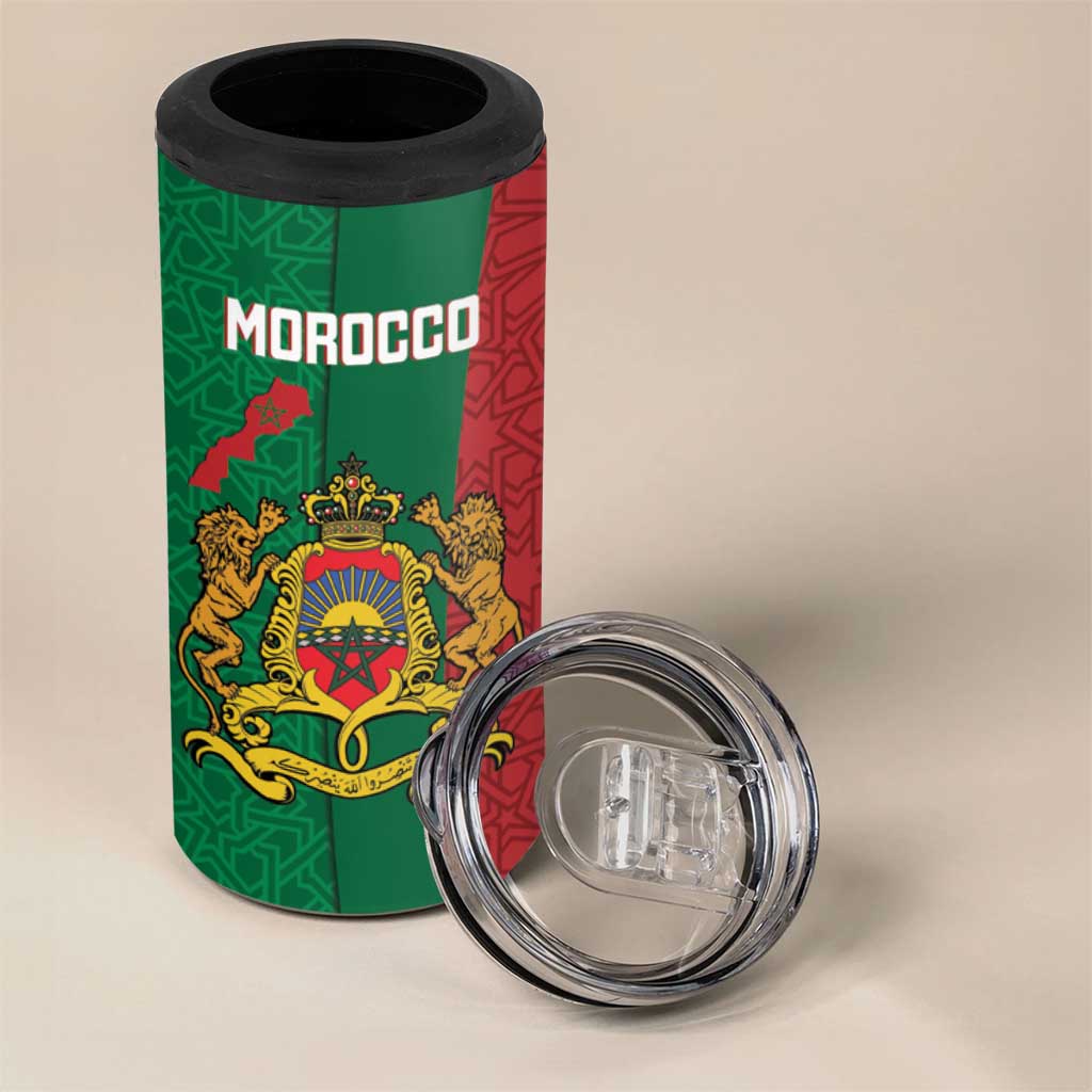 Personalised Morocco 4 in 1 Can Cooler Tumbler Moroccan Green Star With Moorish Pattern - Wonder Print Shop